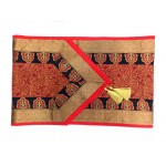 Indian Silk Table Runner with 6 Placemats & 6 Coaster in Red Color Size 16x62